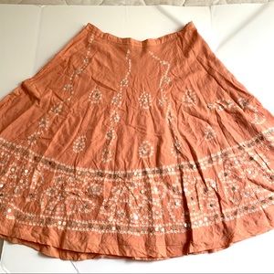 Orange Cotton Mirror Sequin Full Skirt Lined Zip